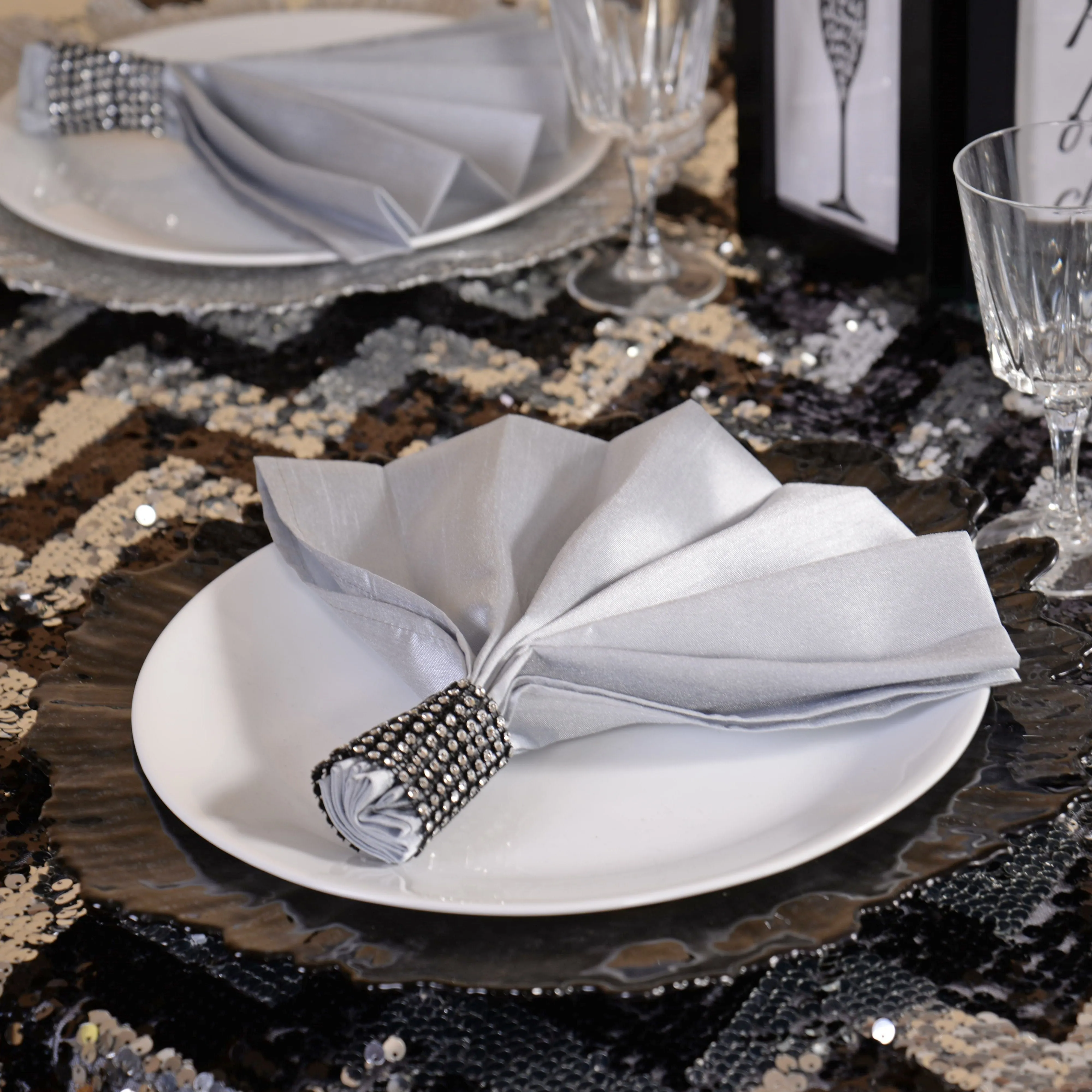 Crystal Diamond Napkin Ring 10/Pack, (8 colors)