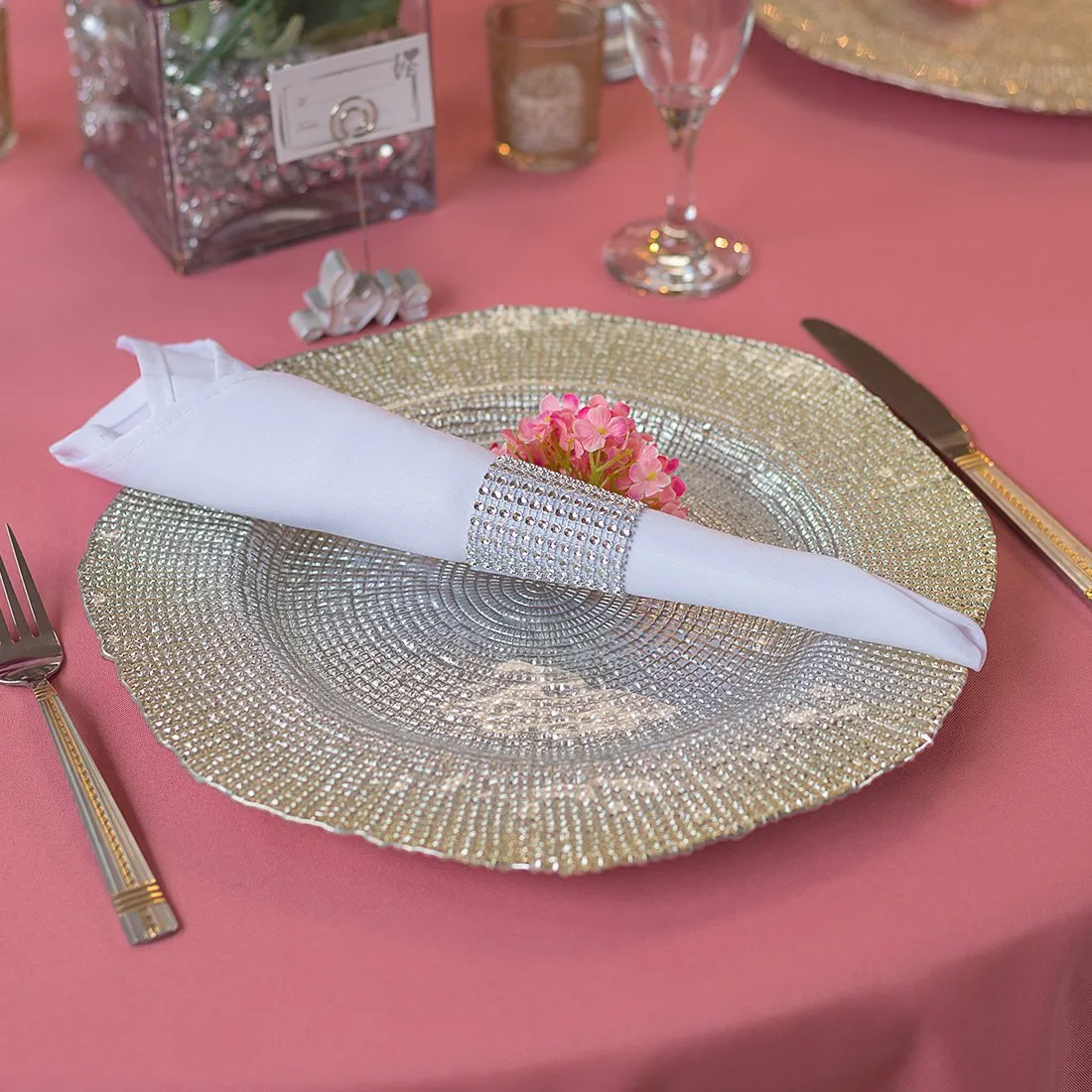 Crystal Diamond Napkin Ring 10/Pack, (8 colors)