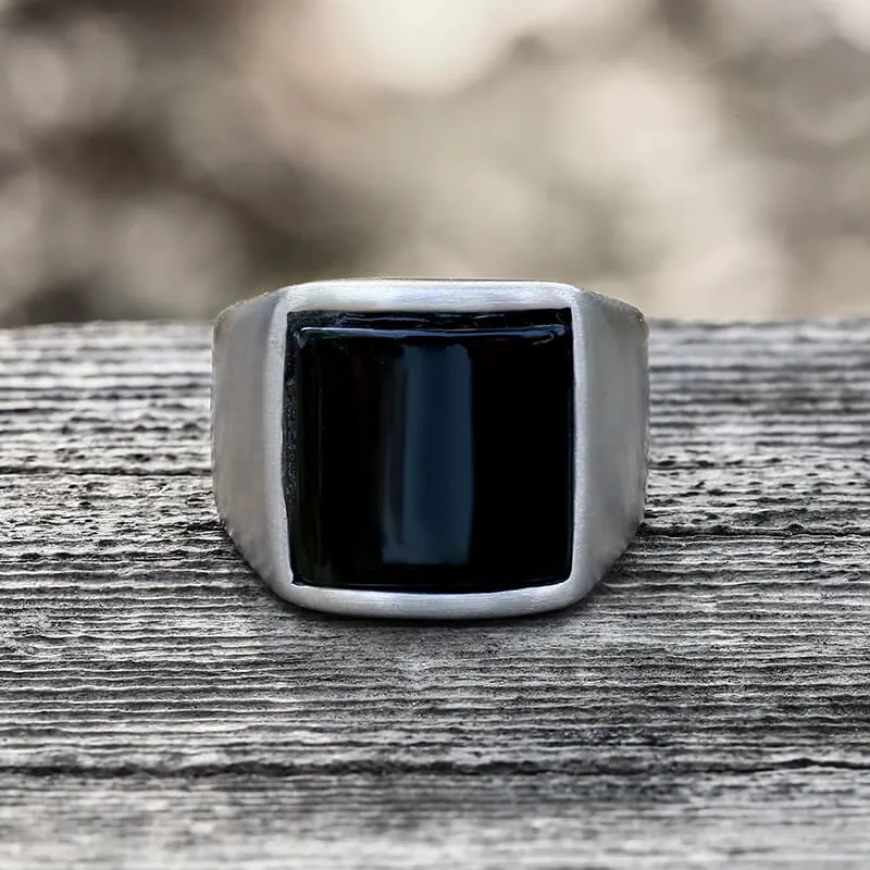 Curved Black Zircon Stainless Steel Minimalist Ring