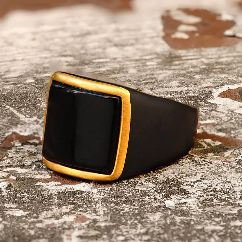 Curved Black Zircon Stainless Steel Minimalist Ring