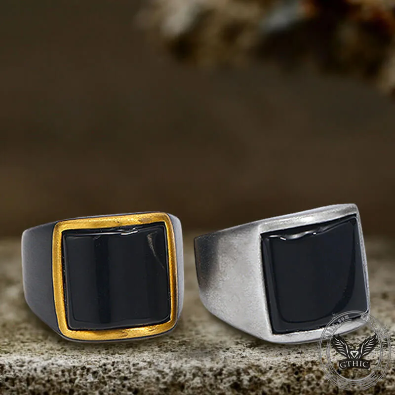Curved Black Zircon Stainless Steel Minimalist Ring
