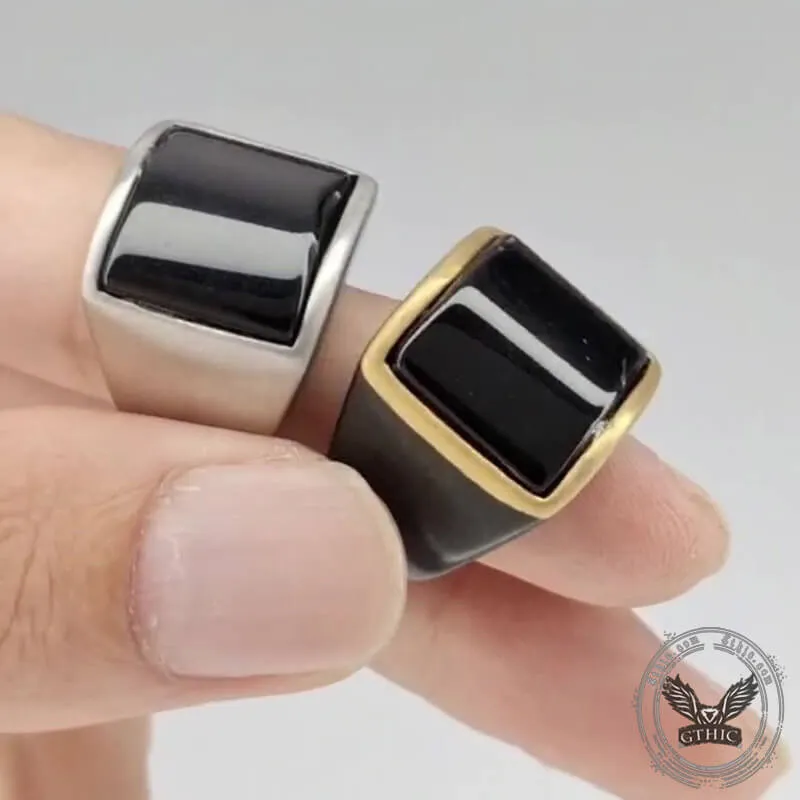 Curved Black Zircon Stainless Steel Minimalist Ring