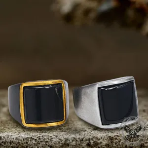 Curved Black Zircon Stainless Steel Minimalist Ring