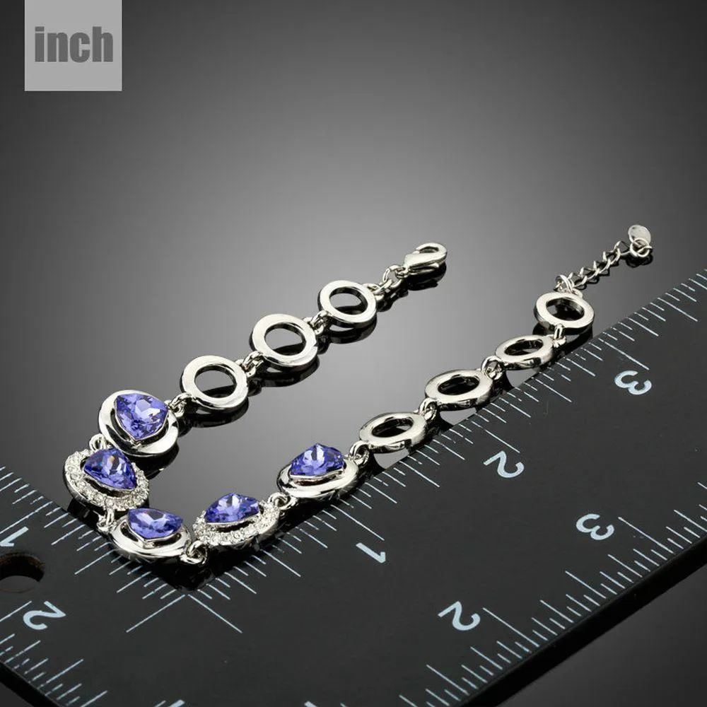 Dark Shiny Blue Crystal Chain Link Bracelet
