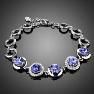 Dark Shiny Blue Crystal Chain Link Bracelet