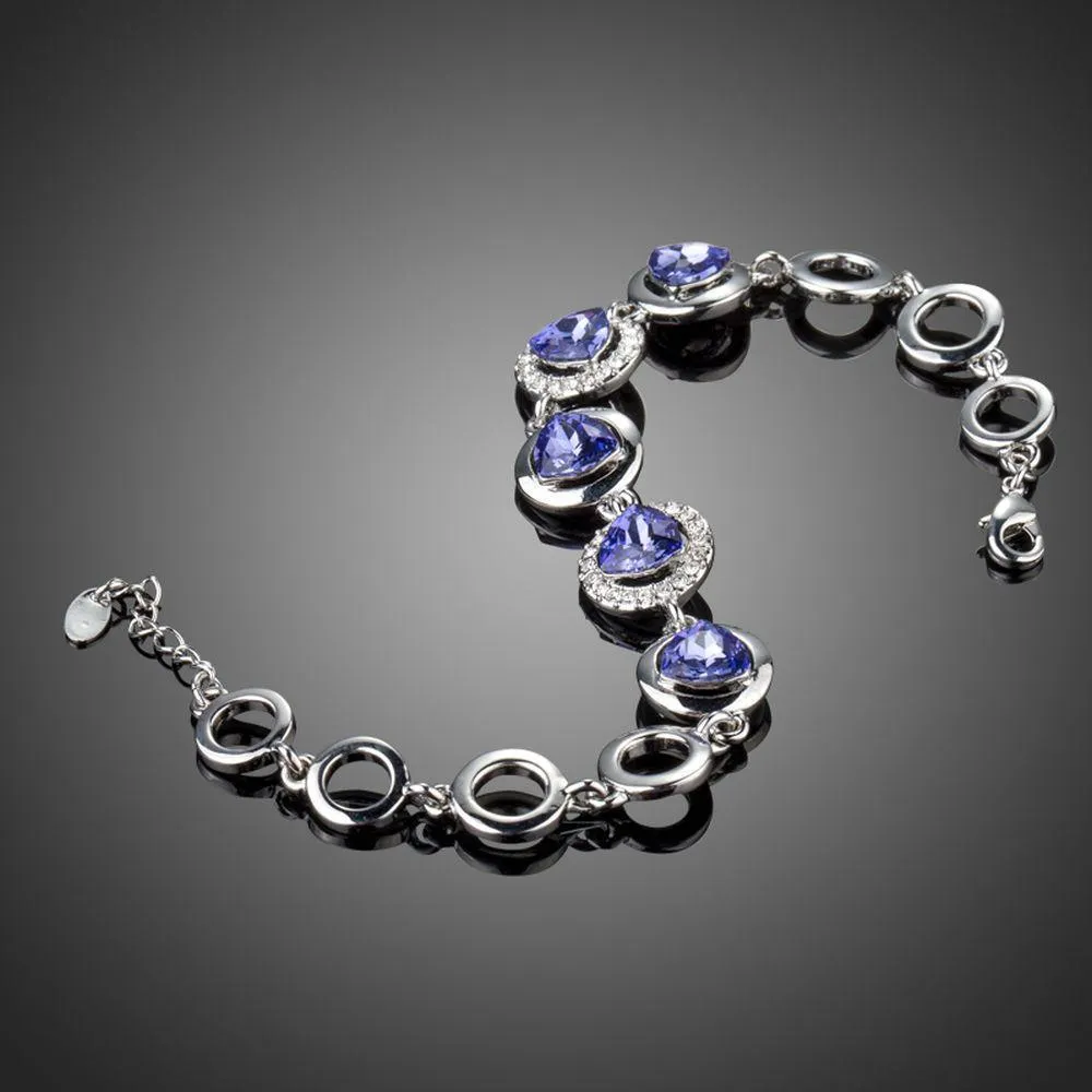 Dark Shiny Blue Crystal Chain Link Bracelet