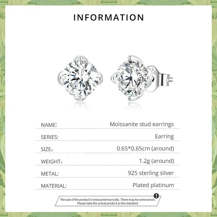 Dazzling Moissanite Stud Earrings (0.5CT | 1.0CT)