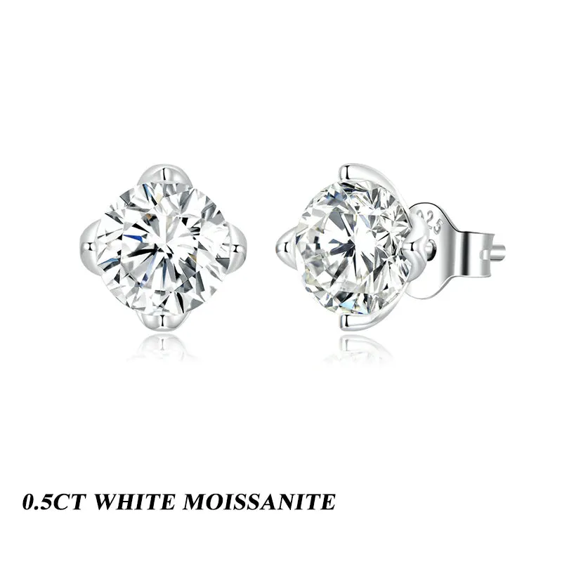 Dazzling Moissanite Stud Earrings (0.5CT | 1.0CT)