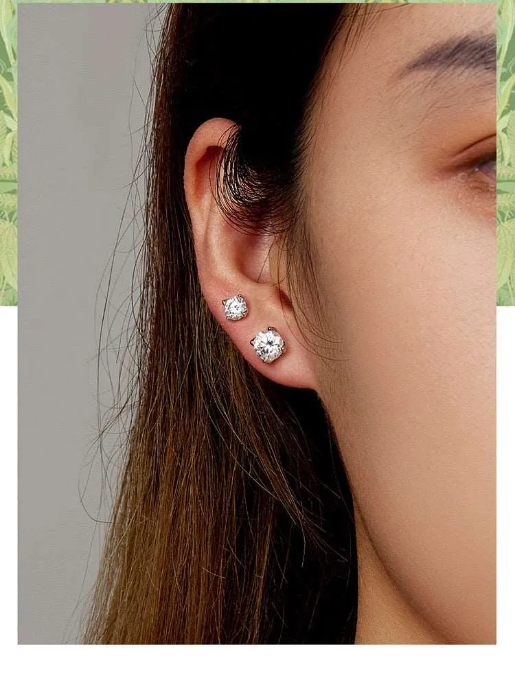 Dazzling Moissanite Stud Earrings (0.5CT | 1.0CT)