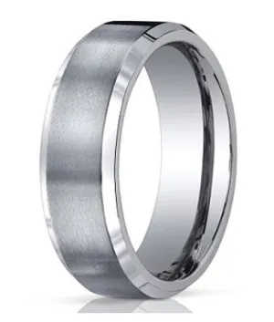 Designer Titanium Wedding Band with Polished Beveled Edges | 7mm
