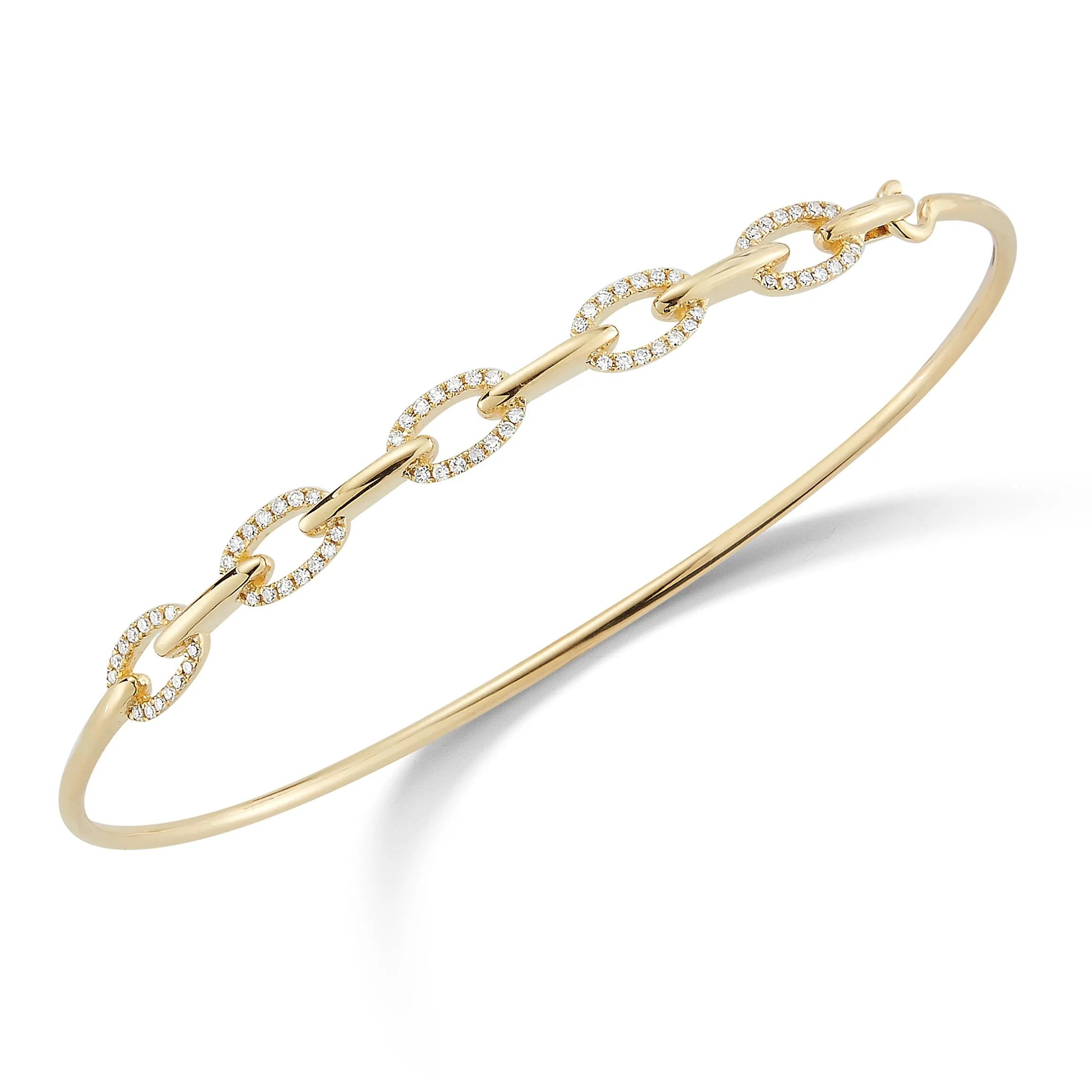 Diamond Half-Way Chain Link Bangle Bracelet