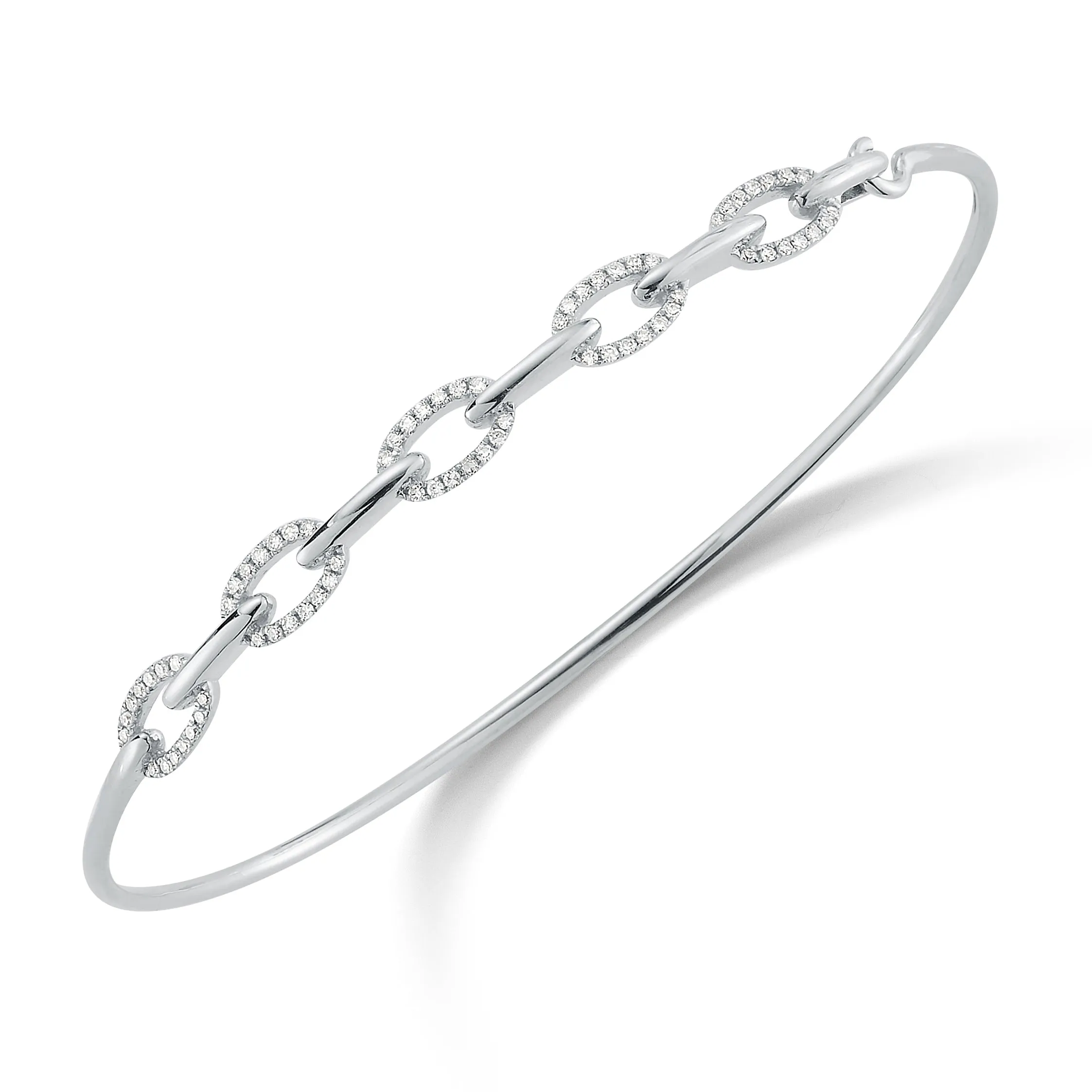 Diamond Half-Way Chain Link Bangle Bracelet