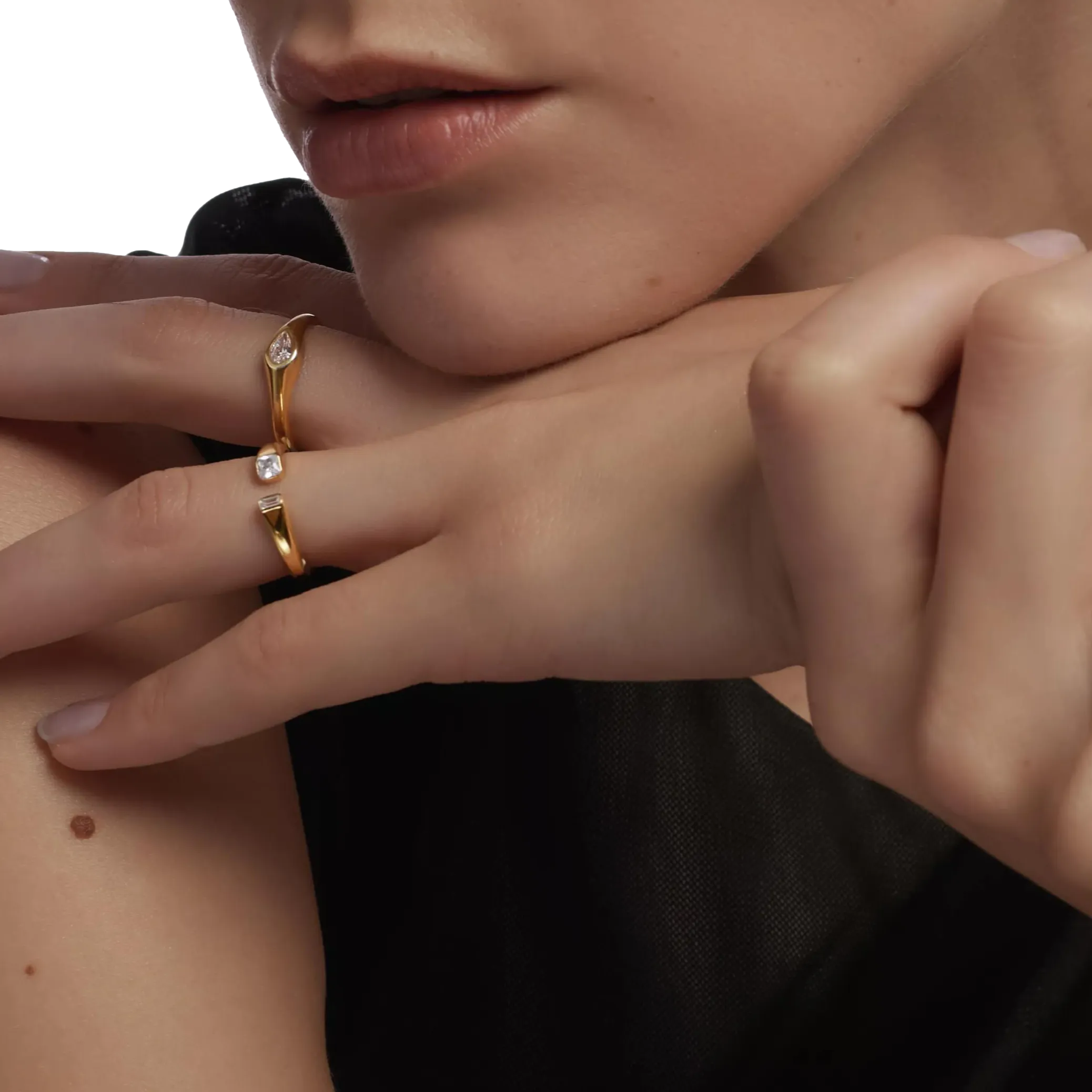 Double emerald signet ring