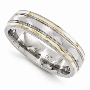 Edward Mirell Titanium & 14K Edge Polished Band - 6mm