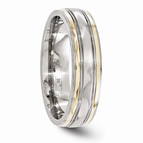 Edward Mirell Titanium & 14K Edge Polished Band - 6mm