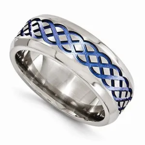 Edward Mirell Titanium Blue Anodized Brushed & Polished - 8mm