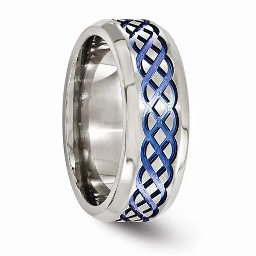 Edward Mirell Titanium Blue Anodized Brushed & Polished - 8mm