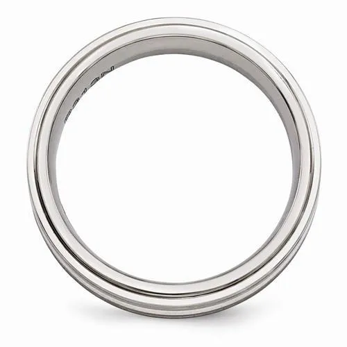 Edward Mirell Titanium Brushed & Polished w/ Sterling Silver Band - 7mm
