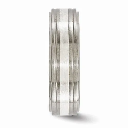 Edward Mirell Titanium Brushed & Polished w/ Sterling Silver Band - 7mm