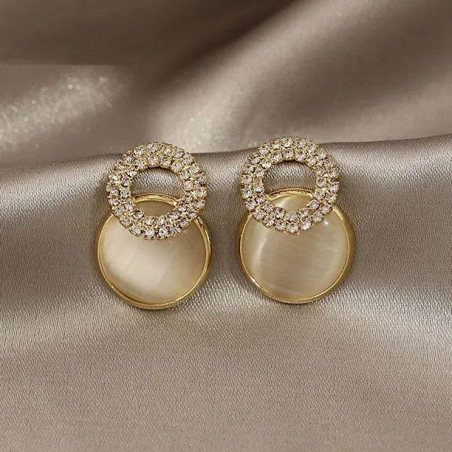 Elegant and Exquisite Opal Petal Circle Stud Earrings