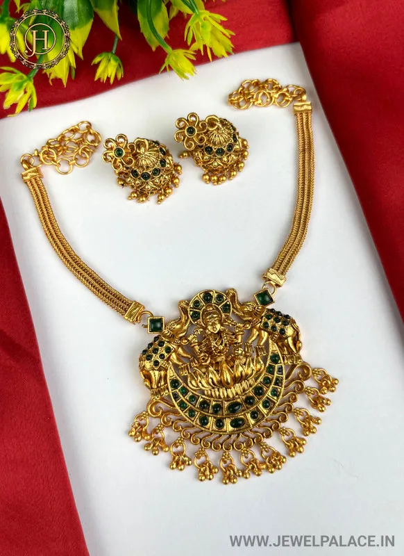 Elegant Gold Plated Kemp Stone Antique Necklace JH2317