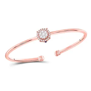 Elegant Rose Gold Diamond Cluster Bangle Bracelet - 1/2 Ct.t.w.