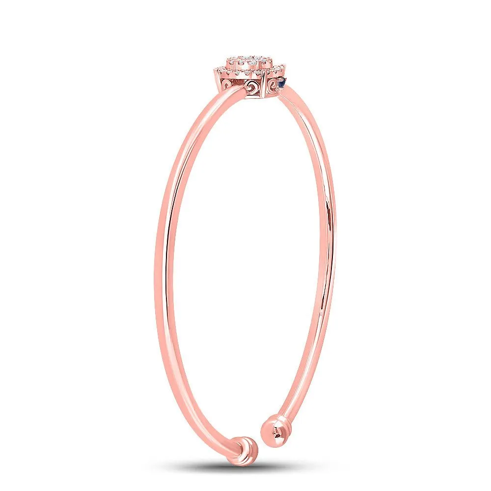 Elegant Rose Gold Diamond Cluster Bangle Bracelet - 1/2 Ct.t.w.
