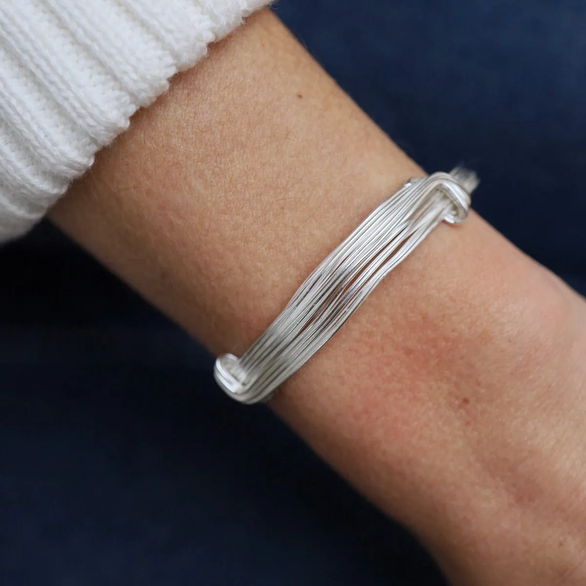 Elephant Hair Inspired Bangle - Shiny Sterling Silver - 10 Lines
