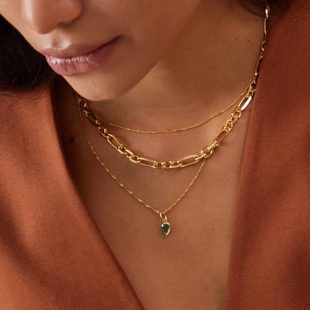 Emerald May Birthstone Charm Pendant 18ct Gold Plate