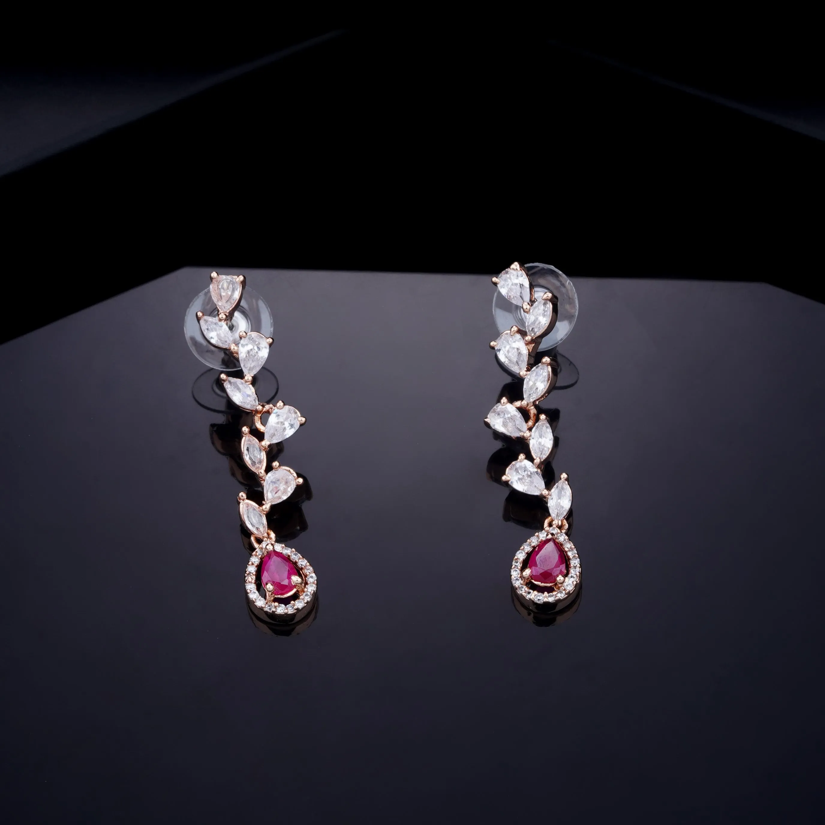 Estele Rose Gold Plated CZ Exquisite Earrings for Women