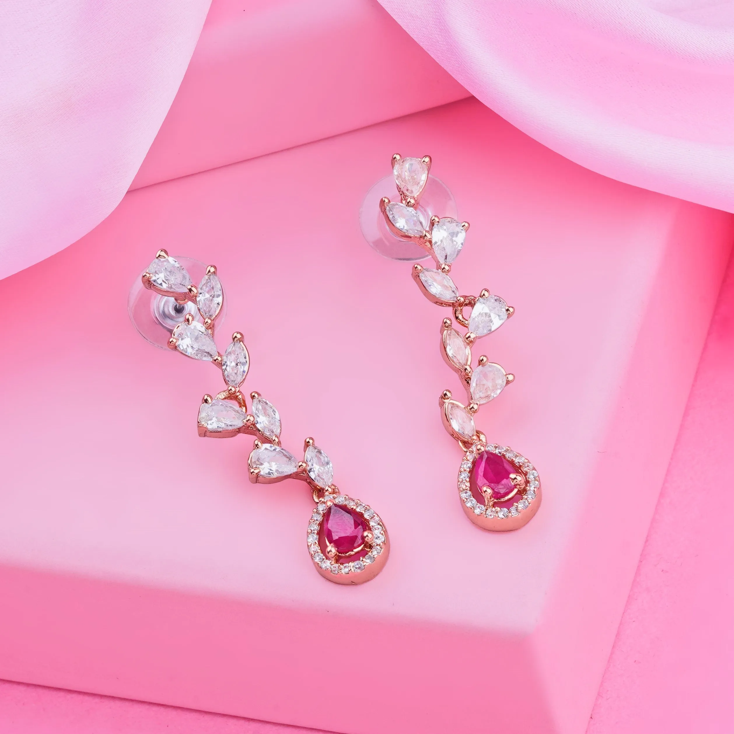 Estele Rose Gold Plated CZ Exquisite Earrings for Women