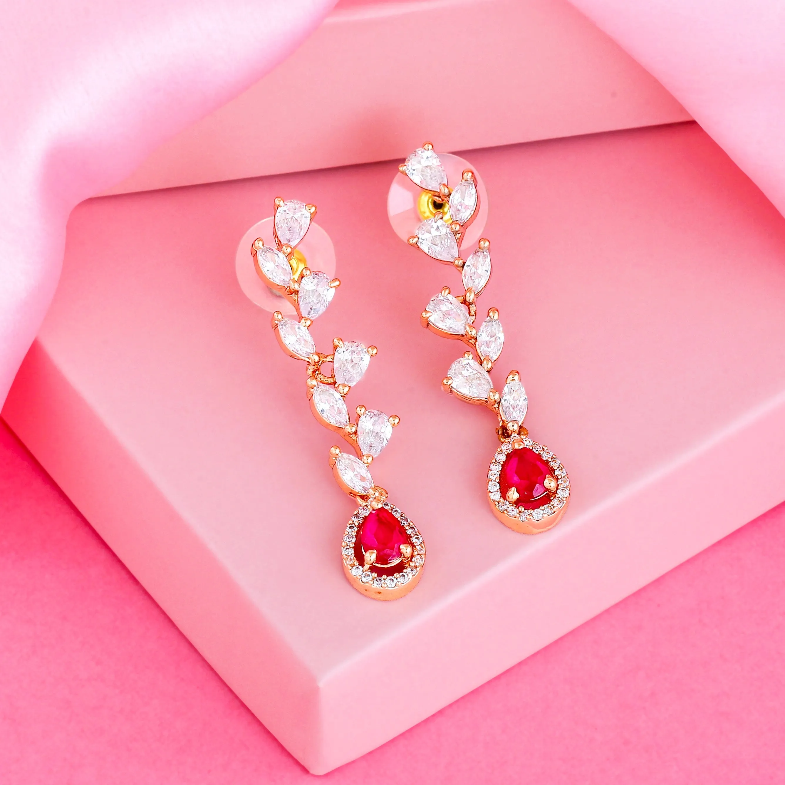 Estele Rose Gold Plated CZ Exquisite Earrings for Women