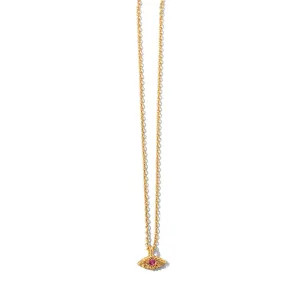 Evil Eye Necklace, Ruby, 9kt Yellow Gold