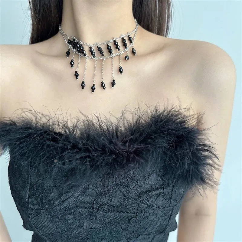 Exaggerated Vintage Tassel Cross Pendant Necklace