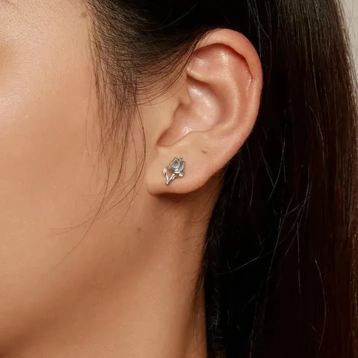 Exquisite Blue Spinel Tulip Stud Earrings