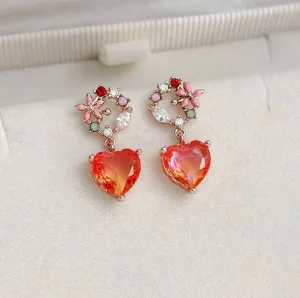 Exquisite Floral Heart Earrings