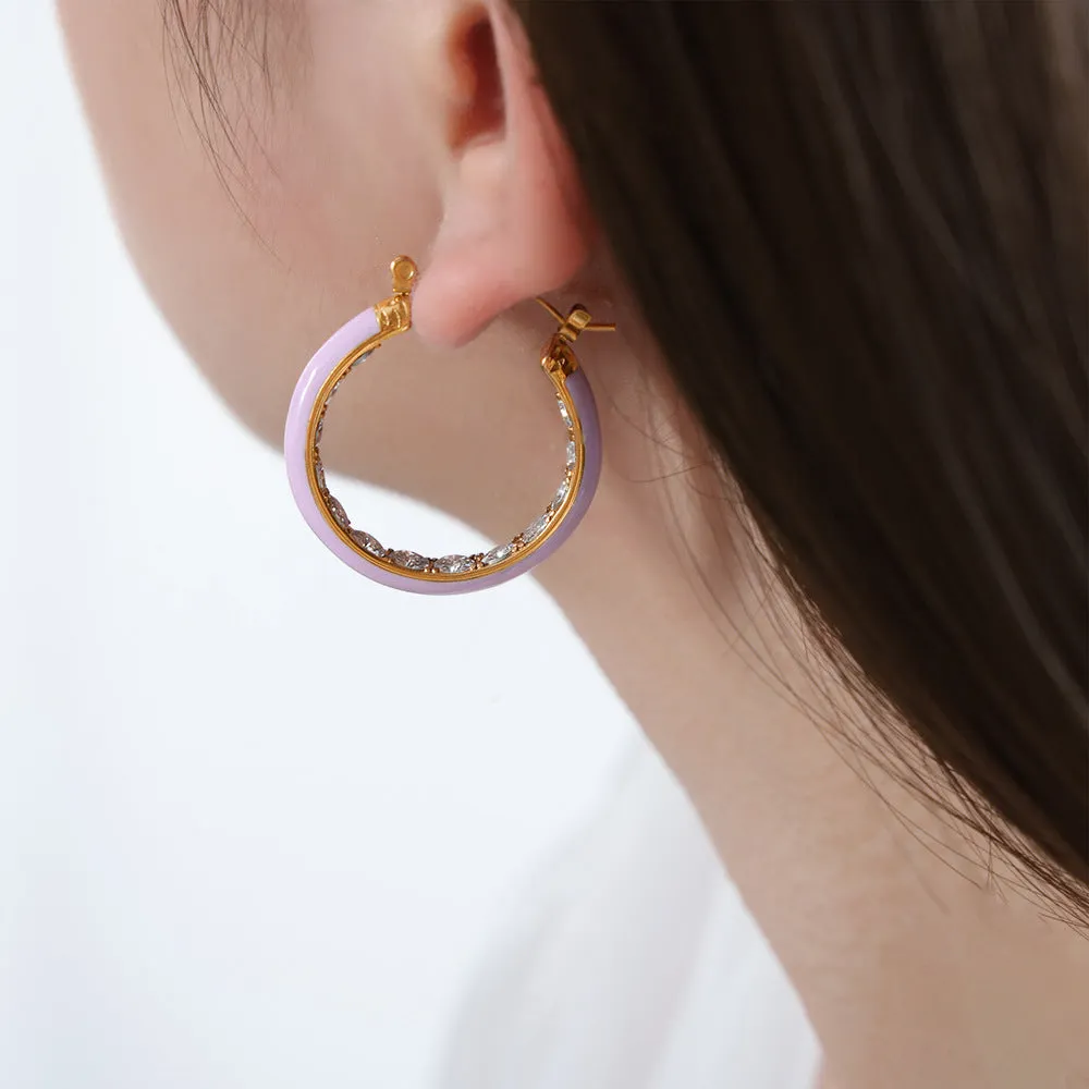 Exquisite High-End Retro Enamel and Zircon Earrings for Women