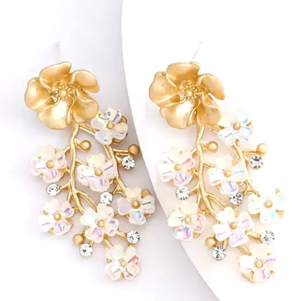 Exquisite Ivory Flower Dangle Earrings