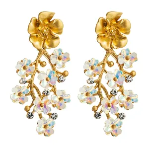 Exquisite Ivory Flower Dangle Earrings
