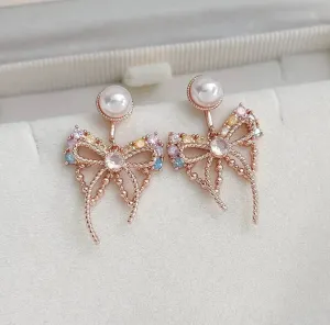 Exquisite Pearl Butterfly Earrings