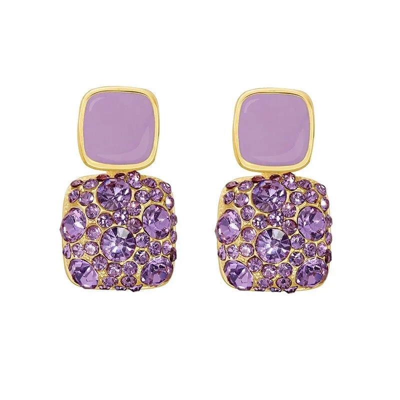 Exquisite Retro Purple Rhinestone Earrings Collection