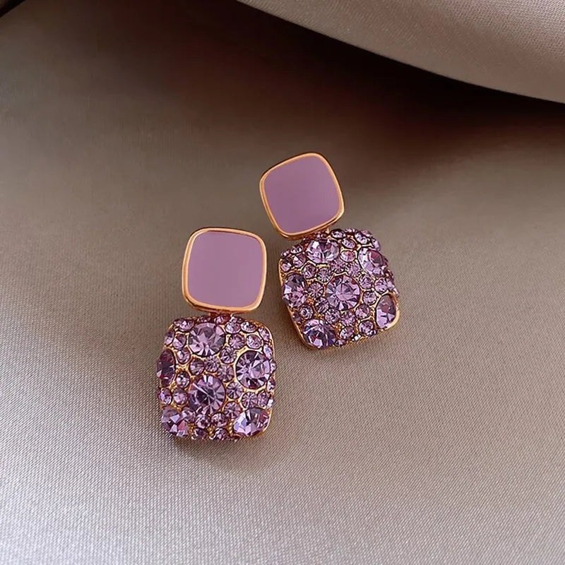 Exquisite Retro Purple Rhinestone Earrings Collection