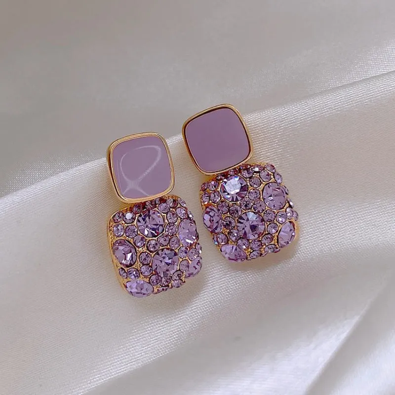 Exquisite Retro Purple Rhinestone Earrings Collection
