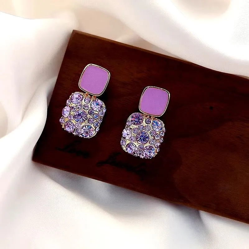 Exquisite Retro Purple Rhinestone Earrings Collection