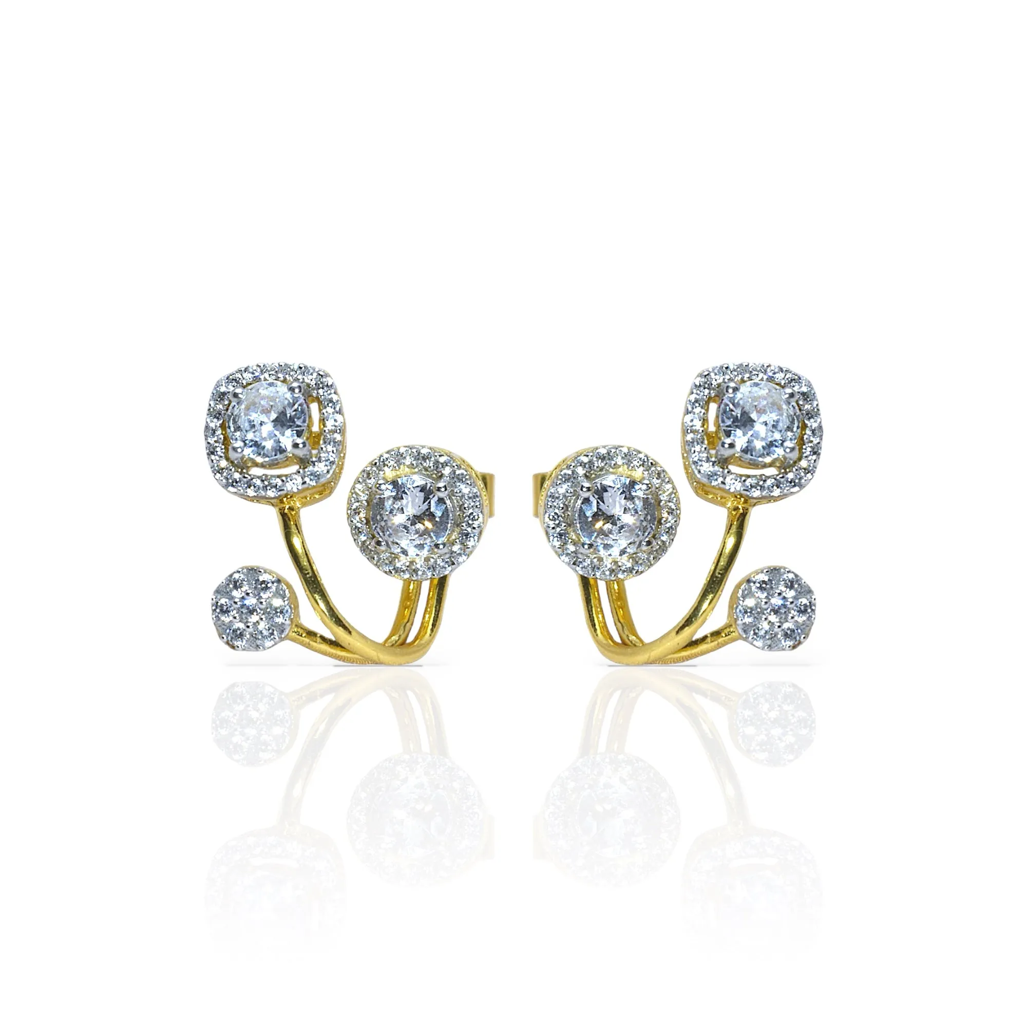 Exquisite Round & Square Solitaire Jacket Earrings