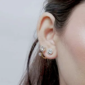 Exquisite Round & Square Solitaire Jacket Earrings