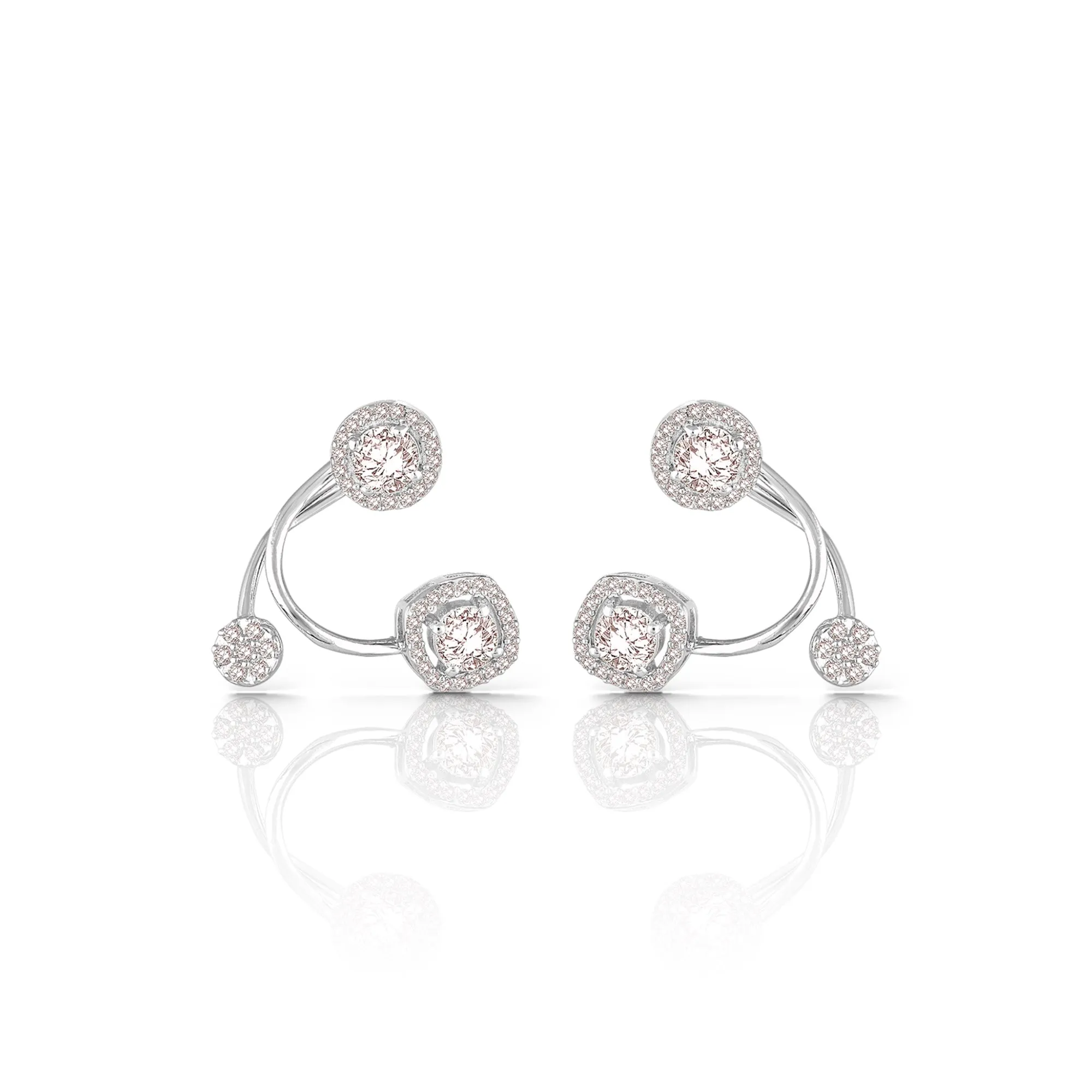 Exquisite Round & Square Solitaire Jacket Earrings