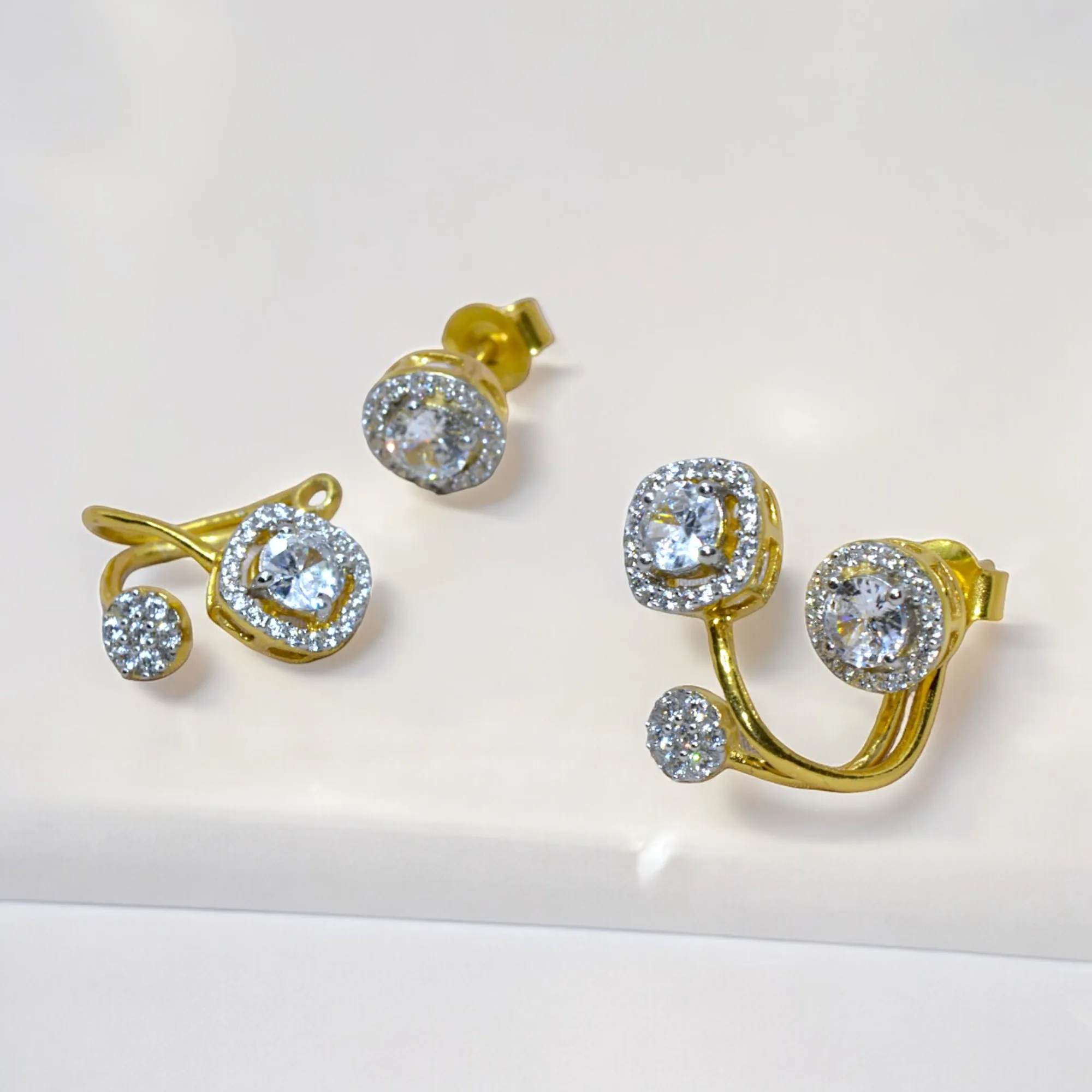 Exquisite Round & Square Solitaire Jacket Earrings