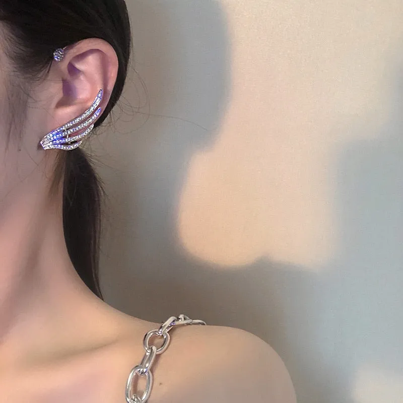 Exquisite Sparkling Zircon Wing Ear Cuff Earrings for Women