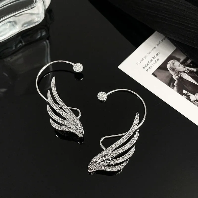 Exquisite Sparkling Zircon Wing Ear Cuff Earrings for Women
